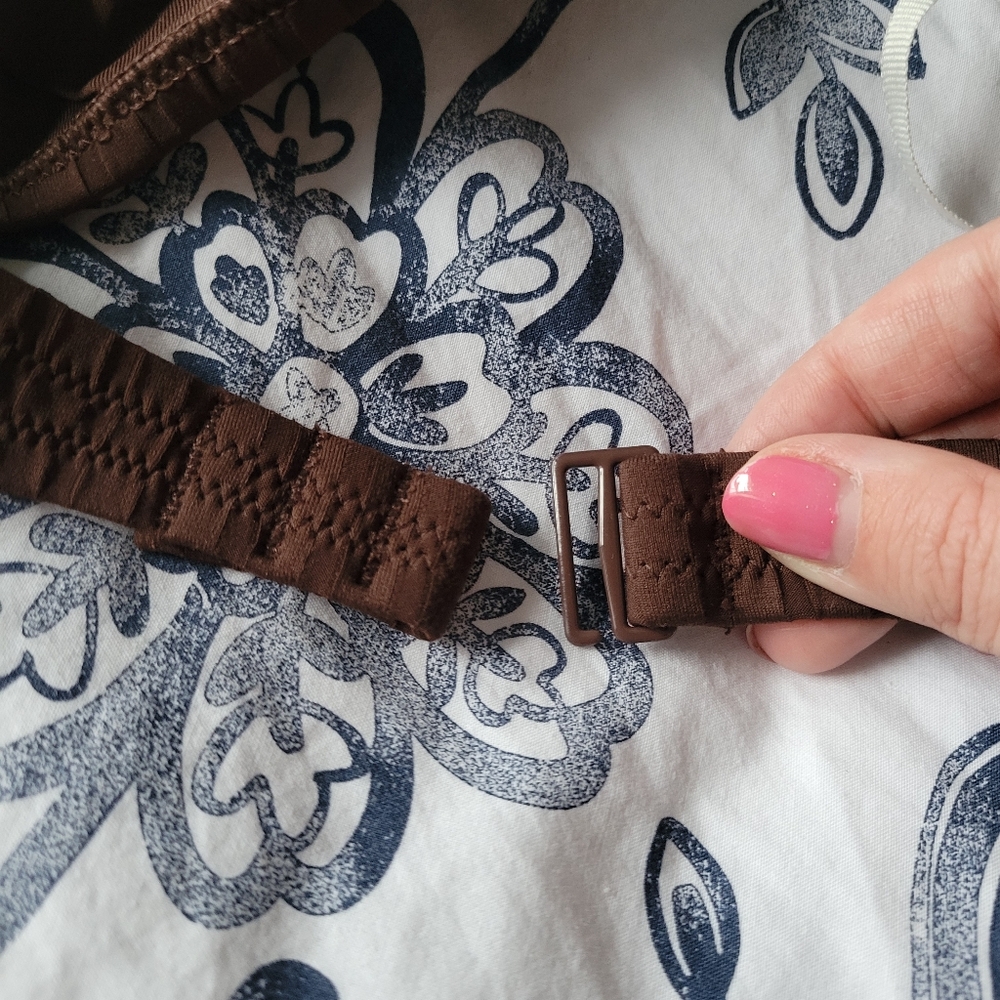 Aerie Wide Brown Rib Halter Bandeau Ring Sexy Party Festival Bikini Top Medium - Picture 11 of 11